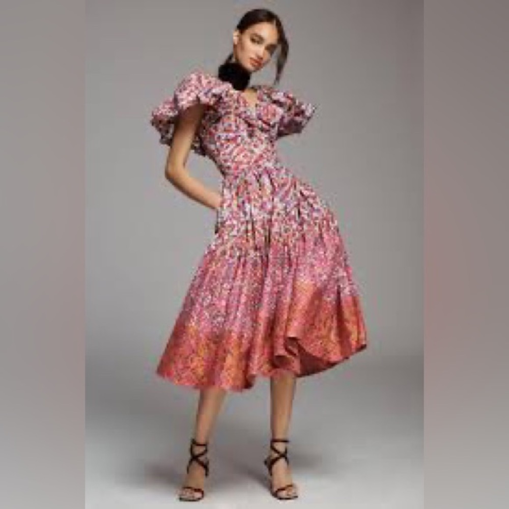 Anthropologie SIKA Lupita V-Neck Ruffle-Sleeve Dress